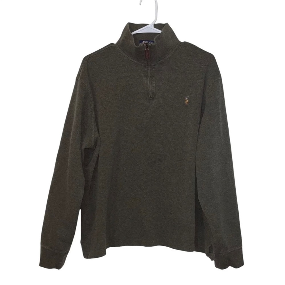 Polo by Ralph Lauren Estate-Rib Quater-Zip Pullover (Men) (Olive Green) | XL